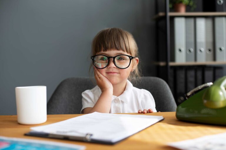 Pensive girl sitting at the table / Freepik