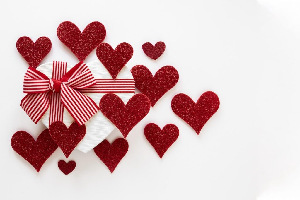 Hearts on a white background