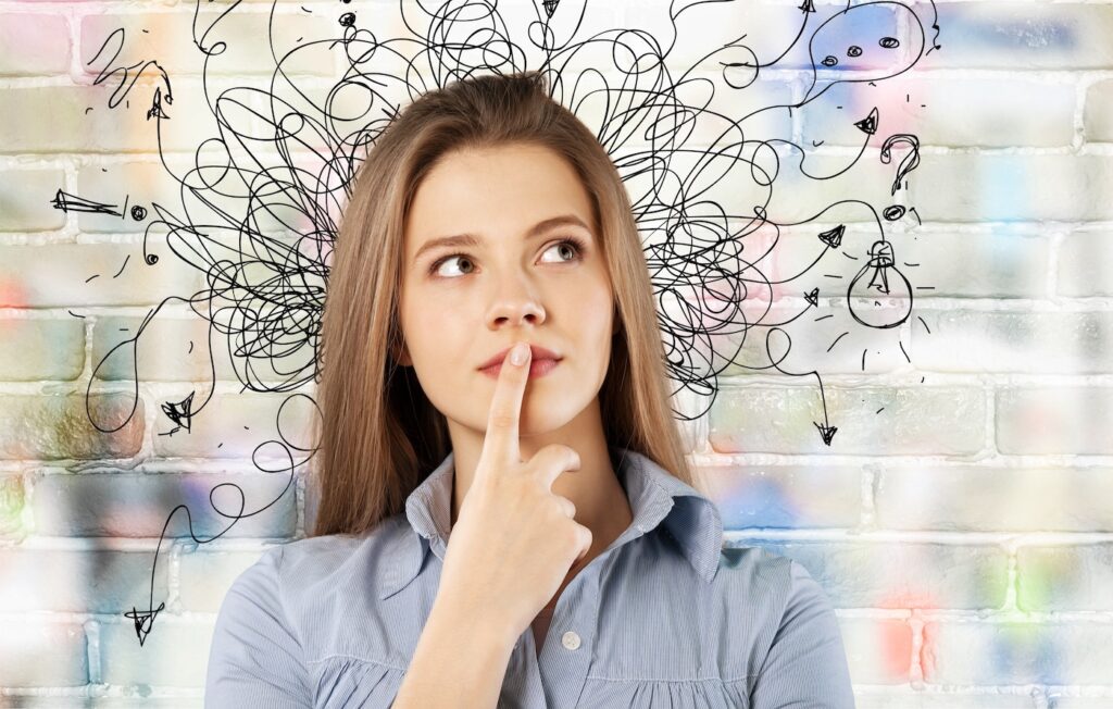 Девушка, полная сомнений и нерешительности.