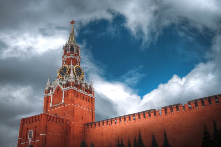 Red Square, the main symbol of Russia. Moscow. Heart-shaped clouds.