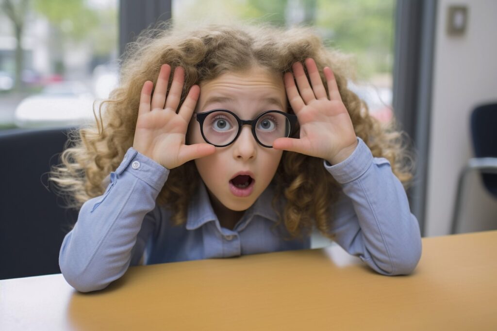 Девочка в школе в шоке