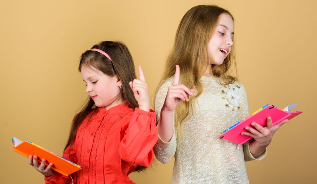 Two girls with books