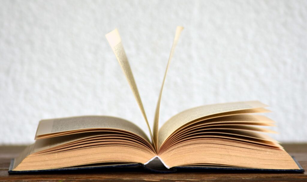 Раскрытая книга крупным планом, финальный образ языка, ставшего своим