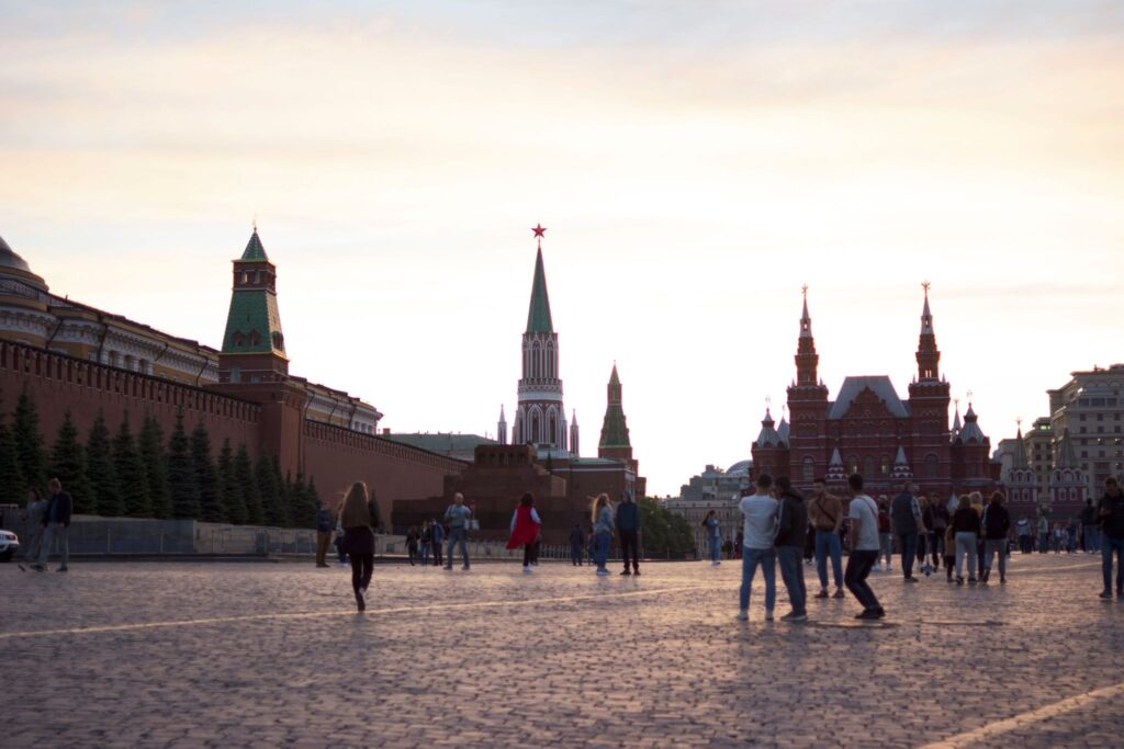 Bricklaying of walls on Red Square