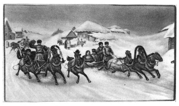 «Две тройки», федоскинская роспись на шкатулке из папье-маше, 1937 год