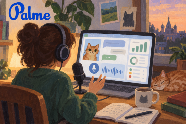 A student using an AI chatbot and speech tools to practise Russian speaking on a computer