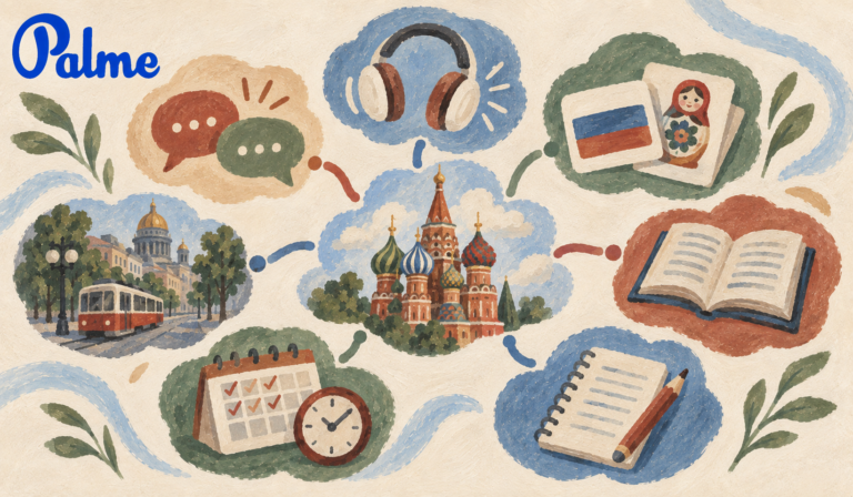 A visual map of seven practical methods for learning Russian faster