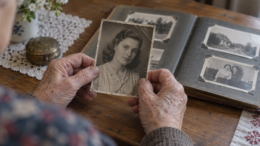 Старая семейная фотография становится поводом вспомнить родственников и их домашние имена.