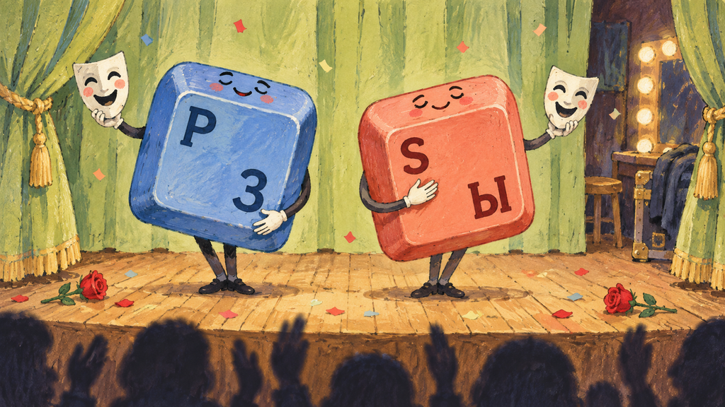 Клавиши выступают как актеры с двумя ролями: P/З и S/Ы — в зависимости от раскладки.