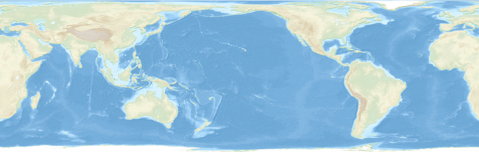 The world map shows a single body of water around the continents