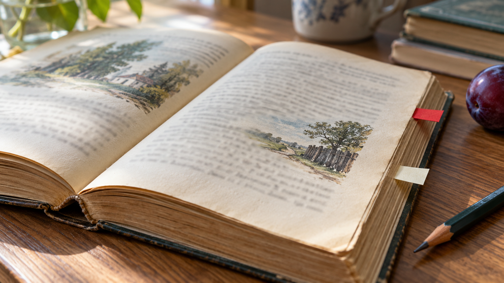 Крупный план книги с двумя закладками, без людей