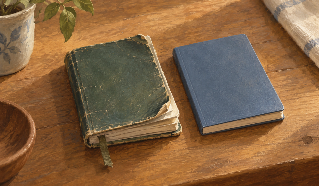 Two similar objects side by side, one visibly more worn than the other