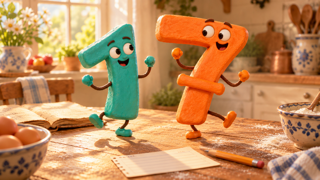 A plaster figure with a nose and a seven-figure figure with a line are dancing on the kitchen table