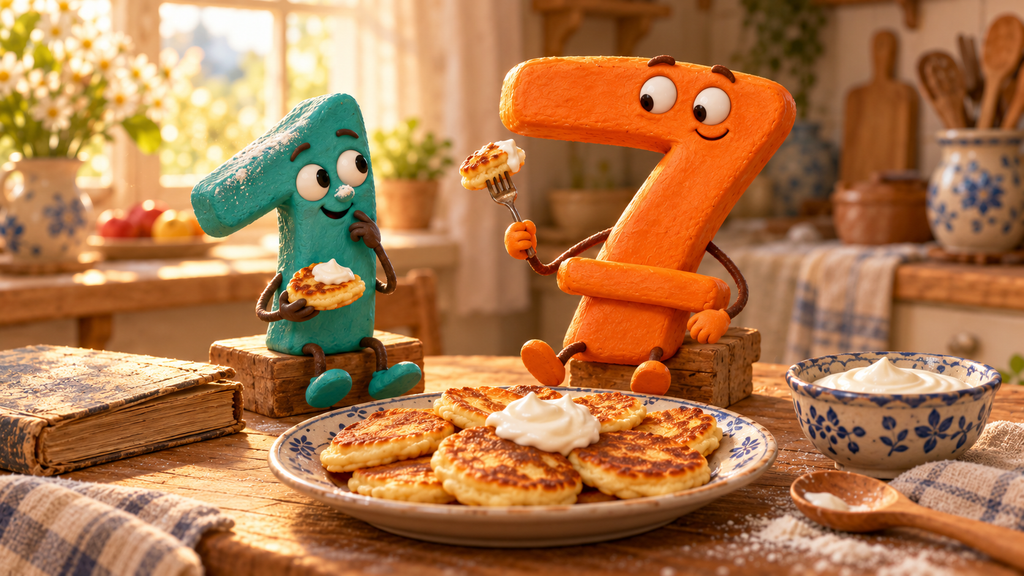 The surviving unit and seven-year-old are being served pancakes with whipped cream next to Grandma's notebook.